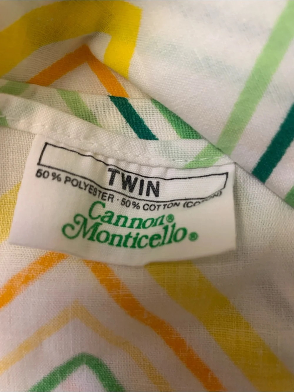 Cannon Monticello Twin Flat Sheet - Yellow & Green Chevron